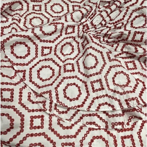 Alexis Micael Red White Eyelet Embroidered Off The Shoulder Bell Sleeve Top Med - Picture 3 of 16